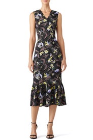 Floral Ruffle Hem Sheath by Suno