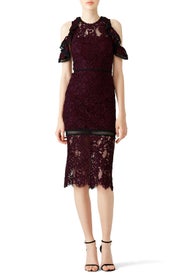 Burgundy Open Shoulder Evie Dress by Alexis