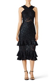 Black Diamond Flounce Dress by Christian Siriano