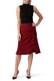 Red Ruffle Side Slit Skirt by Prabal Gurung x RTR