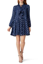 Navy Dot Tilly Ruffle Dress by SALONI