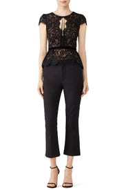 Black Lace Keyhole Top by Marchesa Notte