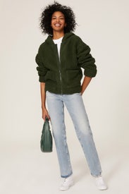 Green Faux Sherpa Jacket by Splendid