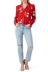 Red Floral Top by ba&sh