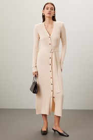 Cream Knit Midi Dress by Great Jones