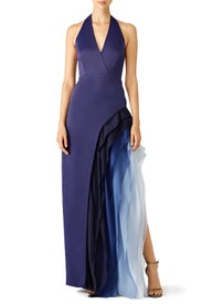 Royal Blue Waterfall Cascade Gown by HALSTON