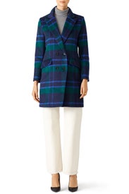 Blue Plaid Long Coat by J.O.A.