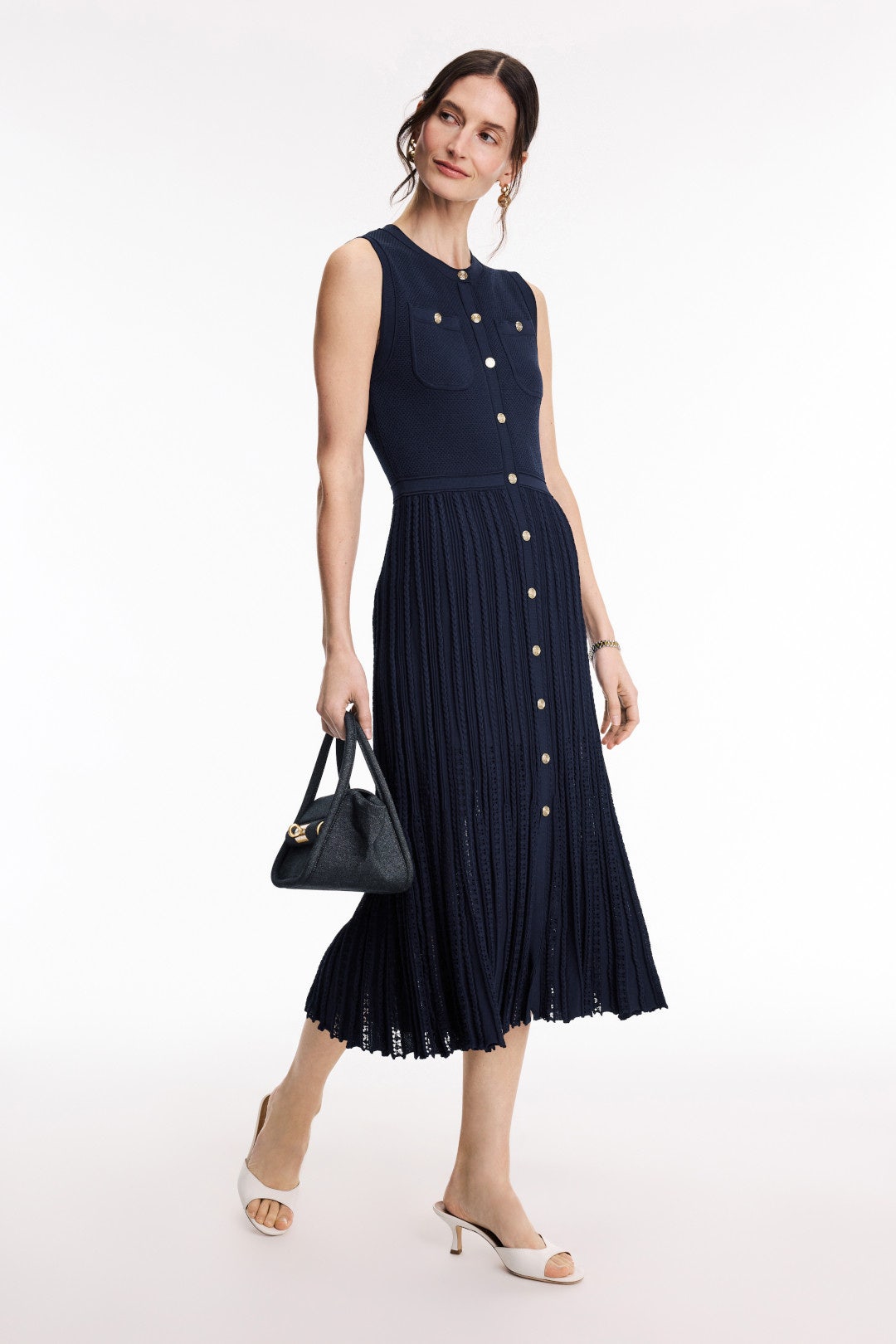 Navy Sleeveless Knit Midi Dress by Maje 0