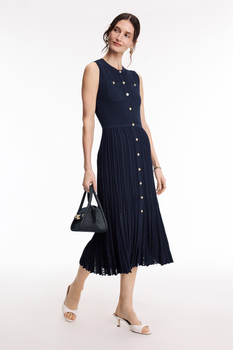 Navy Sleeveless Knit Midi Dress by Maje - Photo 0