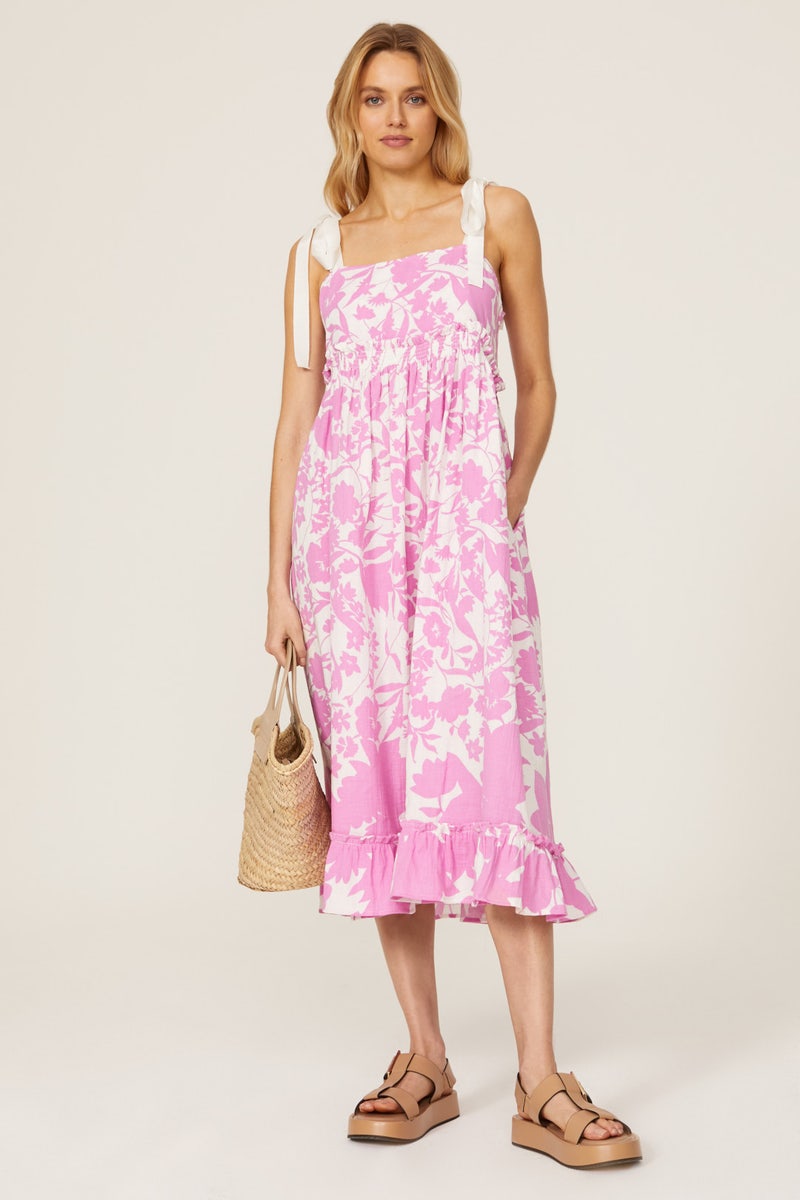 Pink Floral Midi Dress by Peter Som x RTR - Photo 0
