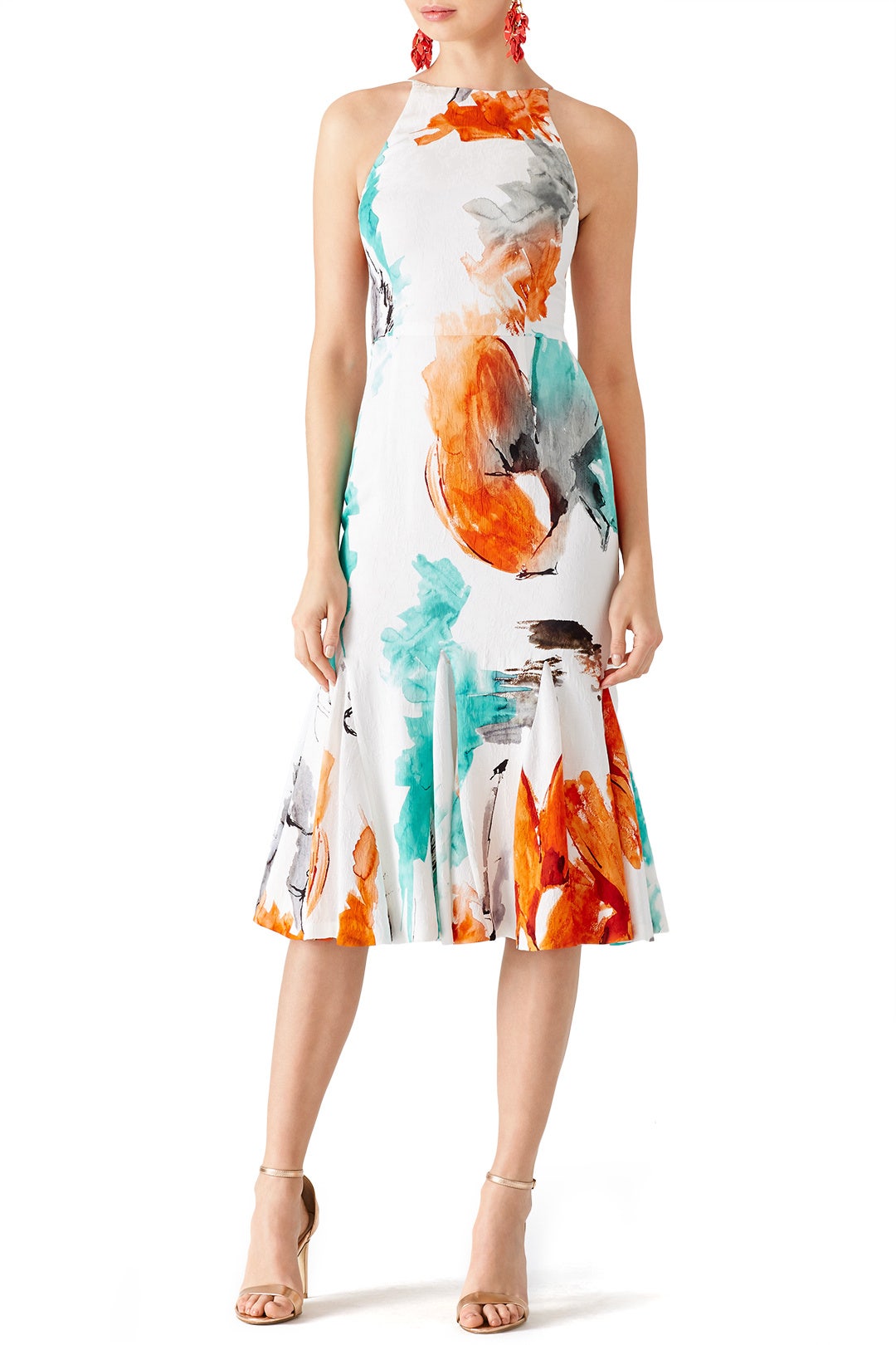 silk watercolor dress AZURIERASilk Watercolor Floral Slip Dress Summer Midi Elegance