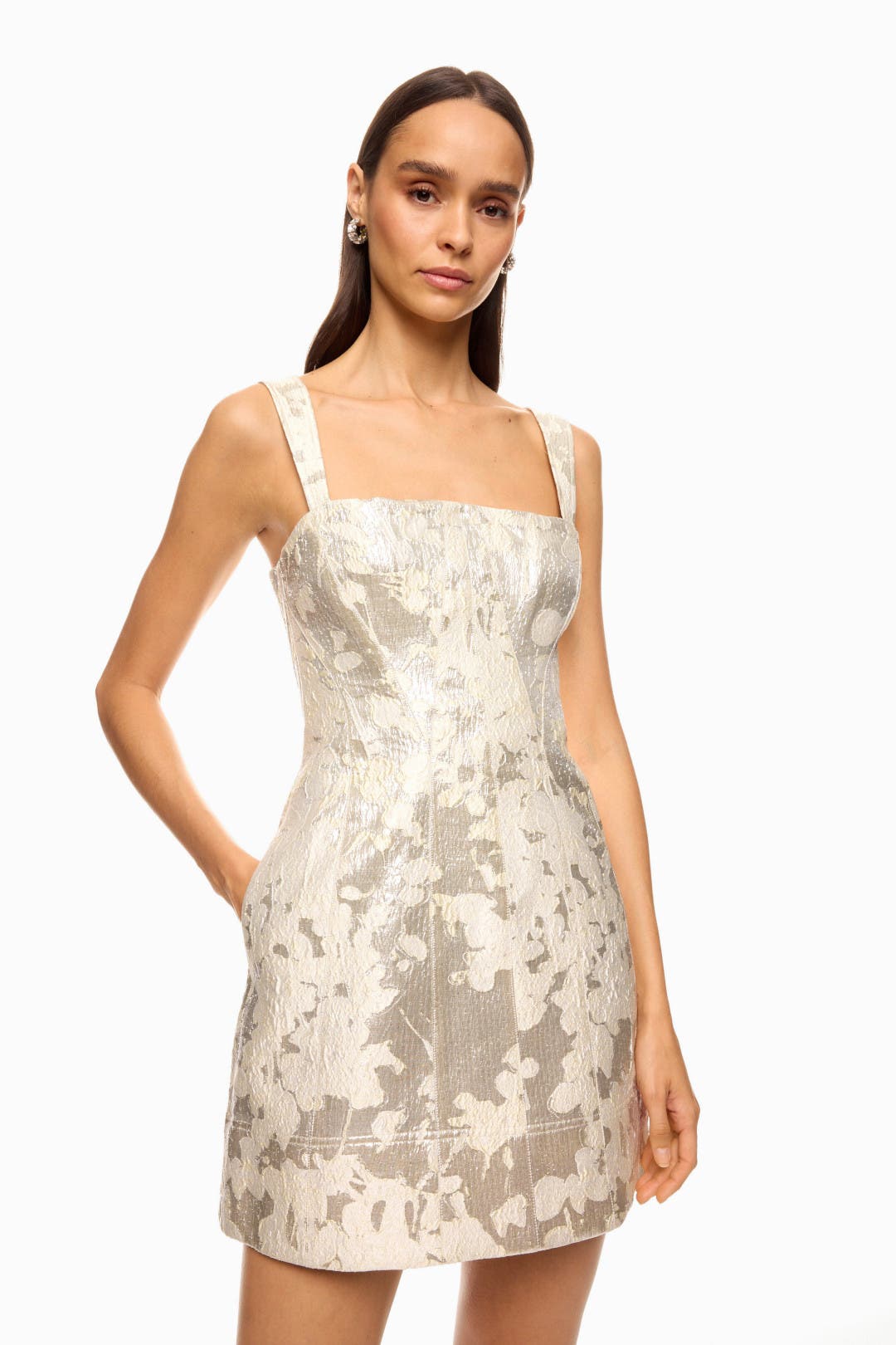 Simkhai Lydia Mini Dress Silver-white-print