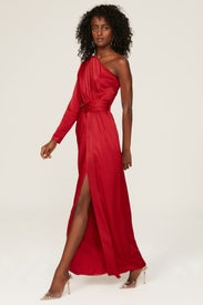 One Shoulder Satin Gown by ML Monique Lhuillier
