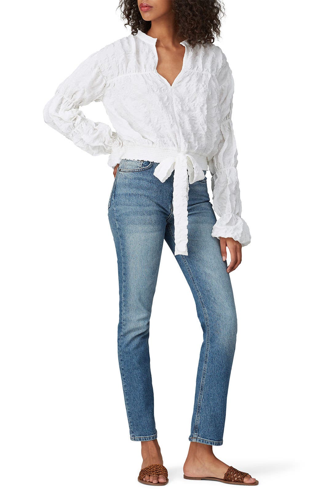 moon river ruched sleeve top