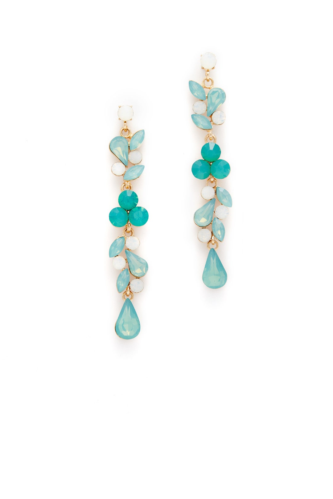 Green Crystal Trickle Drop Earrings by Slate & Willow Accessories