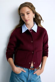 Burgundy Striped Collar Jacket by Claudie Pierlot