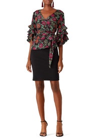 Floral Ruffle Wrap Top by LIKELY