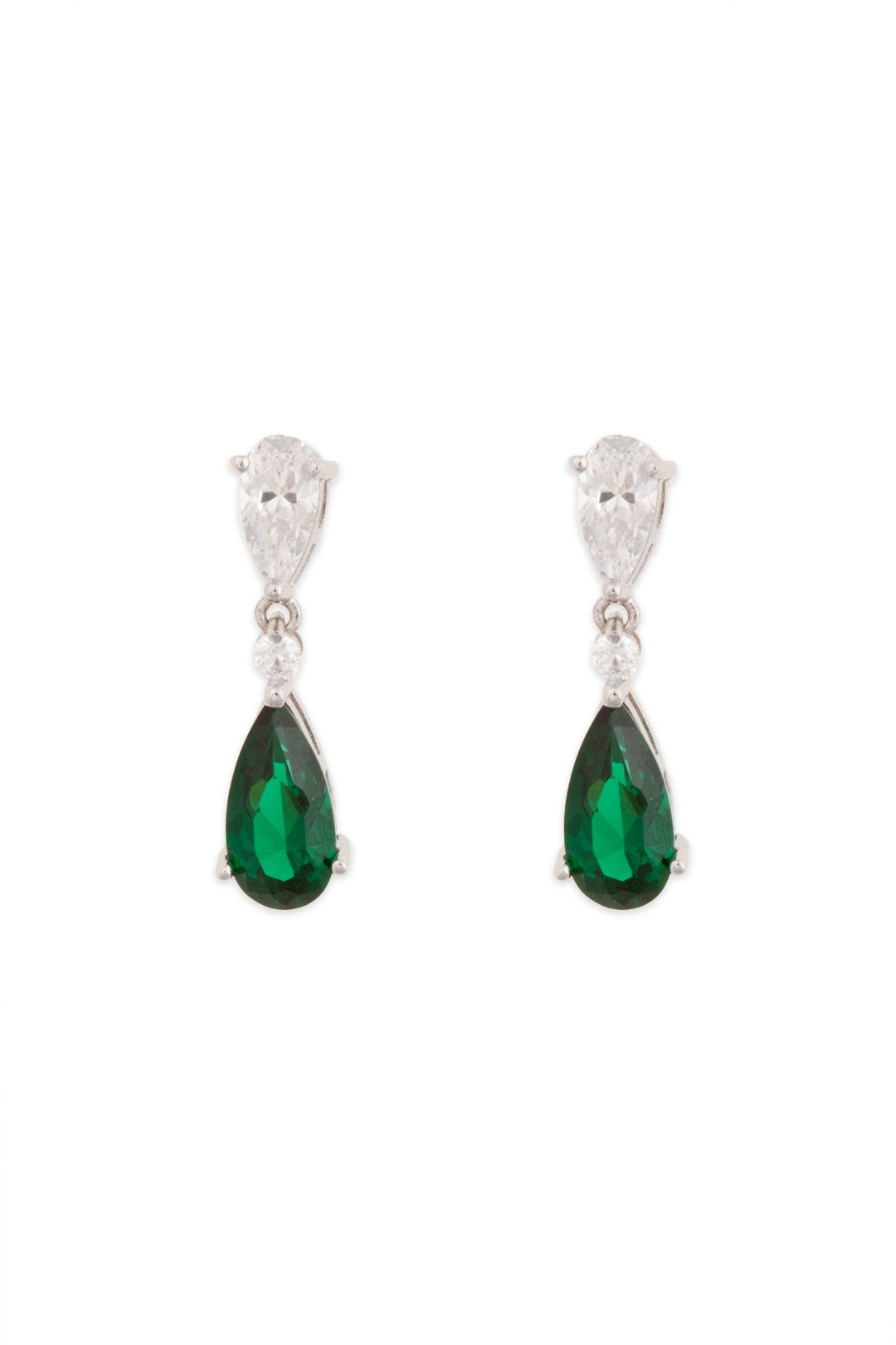 Emerald Tear and Crystal Drop Earrings by Crislu