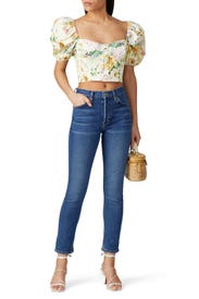 Chamomile Denim Crop Top by For Love and Lemons
