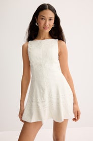 Boat Neck Fit & Flare Mini Dress by Jewel x Badgley Mischka