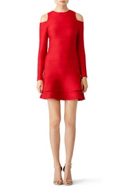 Red Ottoman Jacquard Dress by Shoshanna