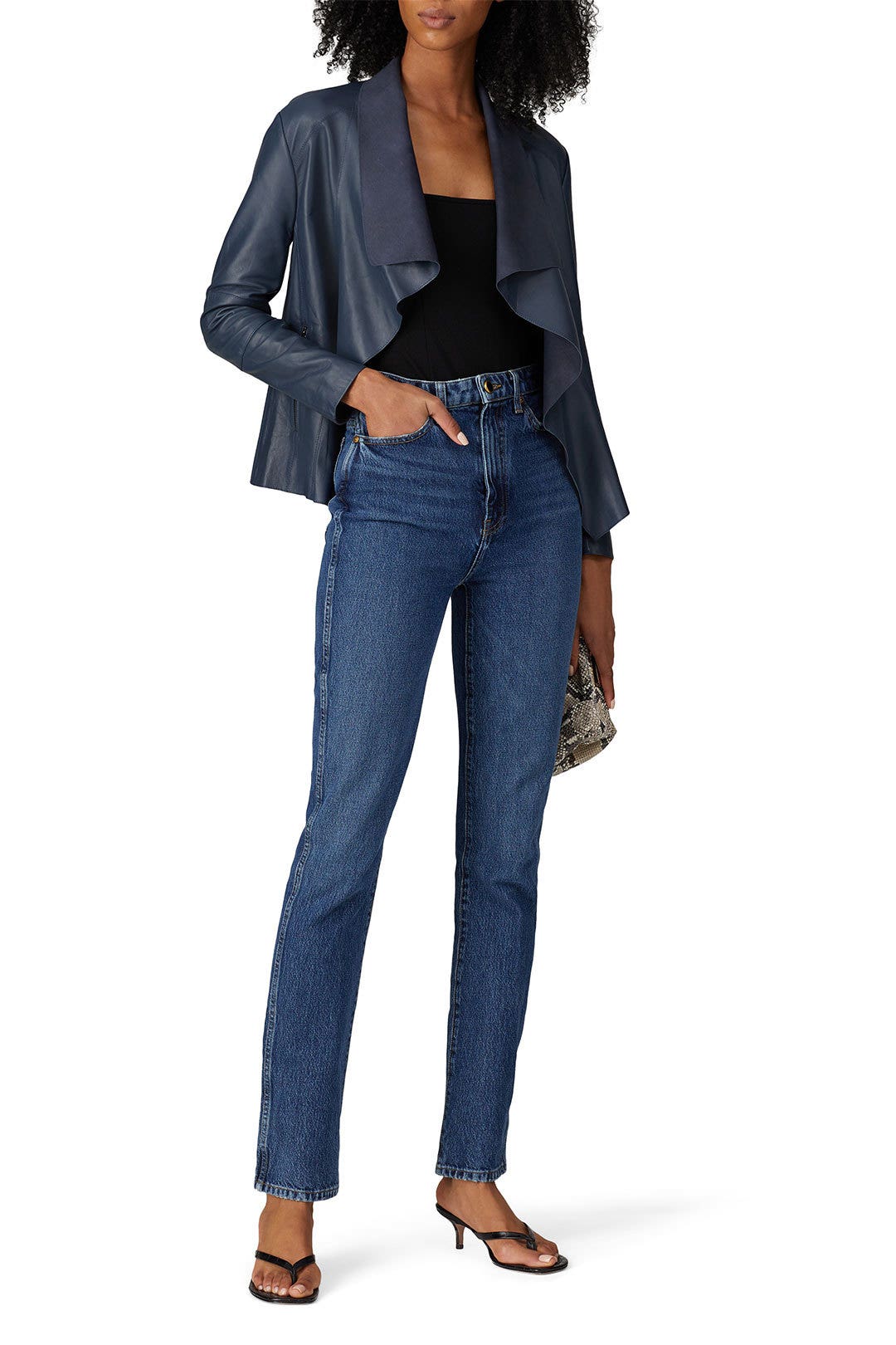 Leather Drape Jacket by Slate & Willow 0