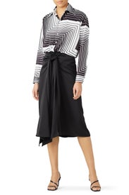 Zig Zag Bow Front Shirtdress by Tome