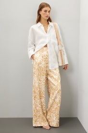 Printed Linen Classic Trousers by Toccin