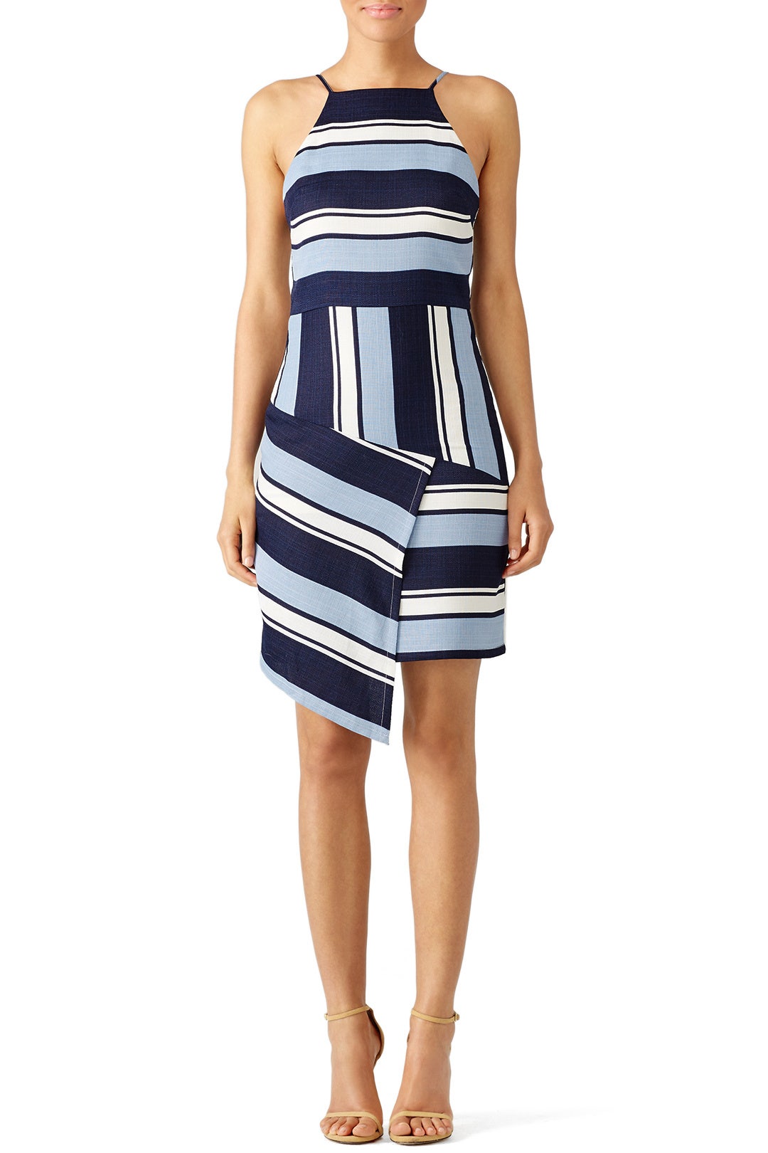 Navy Striped Asymmetrical Dress by J.O.A. 0