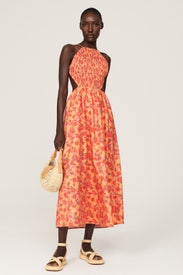 Floral Smocked Midi Dress by Louna
