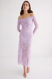 Off The Shoulder Lace Midi Dress by Rabanne