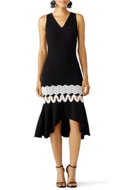 Black Flutter Midi Dress by Shoshanna