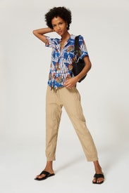 Blue Floral Camp Shirt by Stella Jean