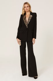 Zebra Lapel Boyfriend Blazer by Badgley Mischka