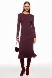 Long Sleeve Knit Fringe Dress by Eudon Choi x RTR