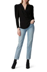 Black Puff Sleeve Top by Iro