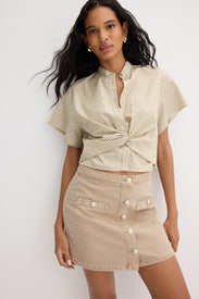 Kris Button Front Mini Skirt by L'agence