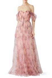 Blush Floral Tulle Gown by Marchesa Notte Bridesmaid