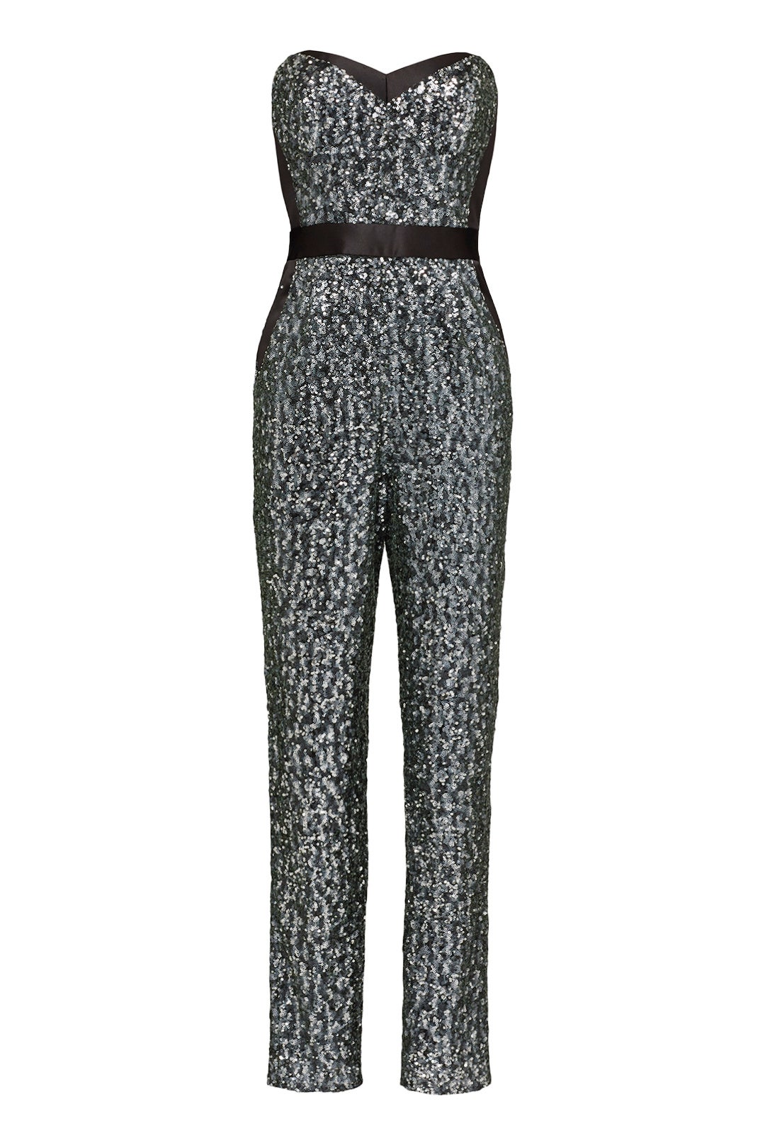 Silver Sequins Bustier Jumpsuit by Milly 0