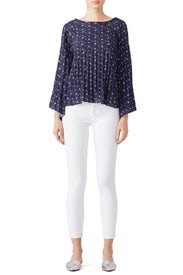 Mixed Blue Floral Top by Nicole Miller