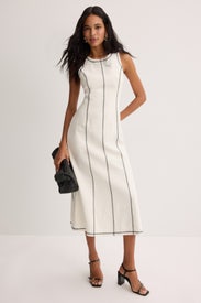 Sleeveless Midi Sheath with Stitching Detail by Donna Morgan