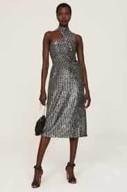 Silver Sequin Midi Dress by Donna Morgan