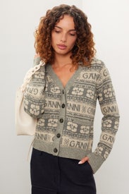 Wool Logo Cardigan by GANNI