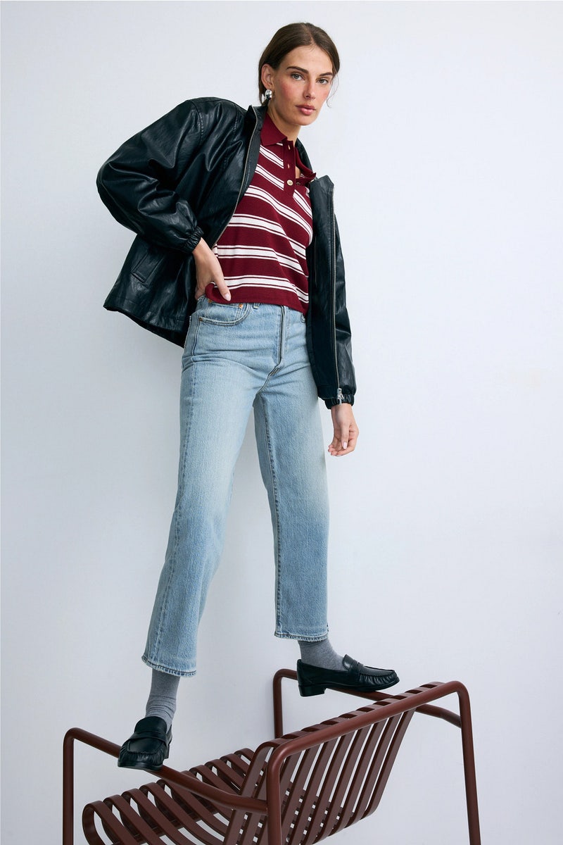 Light Blue Ribcage Straight Ankle Jeans by Levi's