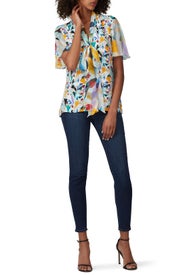 Tie Neck Flutter Sleeve Top by Prabal Gurung