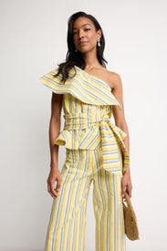 One-Shoulder Striped Top with Flounce by Stella Jean