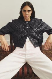 Nylon Quilted Collared Jacket by GANNI