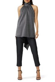 Silver Mock Neck Top by HALSTON