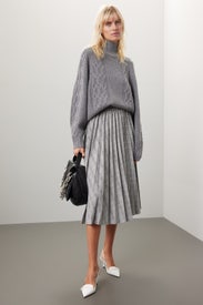 Pleated Plaid Maxi Skirt by Stella Jean