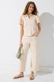 Straight Leg Denim Eyelet Pants by CeCe